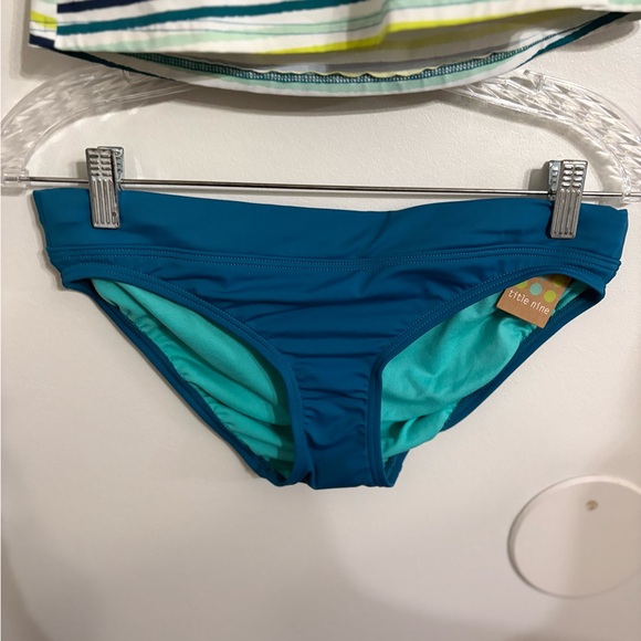 Title Nine Tankini Striped 32C And Swim Bikini - Teal Blue Size Small NWT - Picture 3 of 7